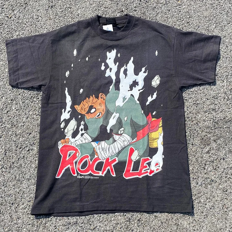 Pure Cotton Neon Naruto Anime Rock Lee Double-sided Printed T-shirt weebmemes