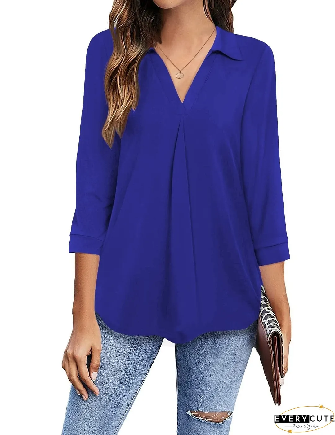 Plus Size V Neck Blouse