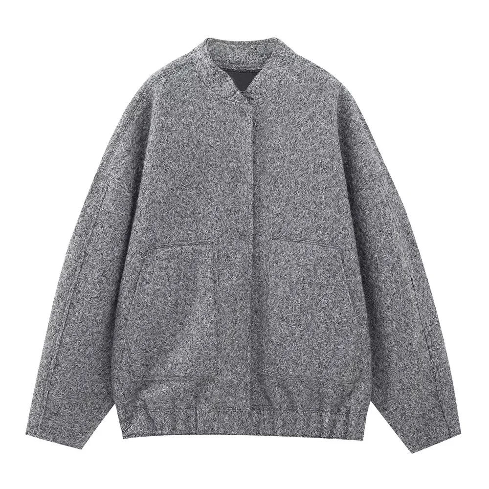 Woherb Woherb New Loose Casual Coat Street Standing Collar Dark Button Coat Casual Jacket 2470-Outfit Ideas