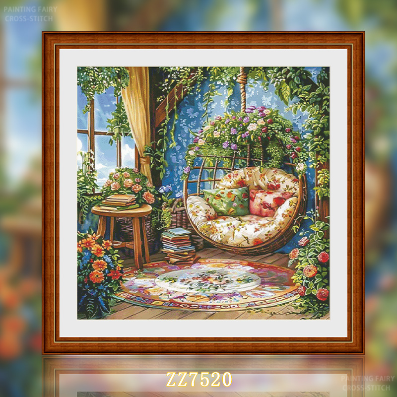 [ZZ7520-Cozy flower room]  Painting Fairy Cross Stitch