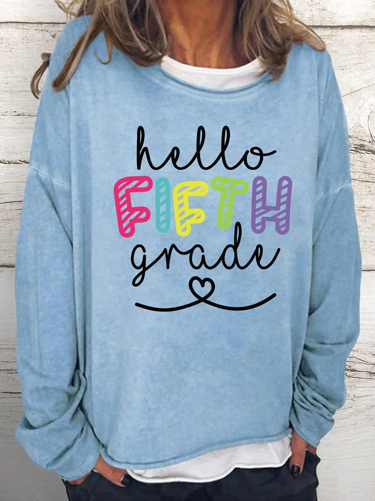 Hello Fifth Grade Women Loose Sweatshirt