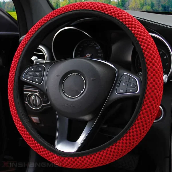 New 38cm elastic ice silk solid color anti-skid automobile steering wheel cover interior accessories