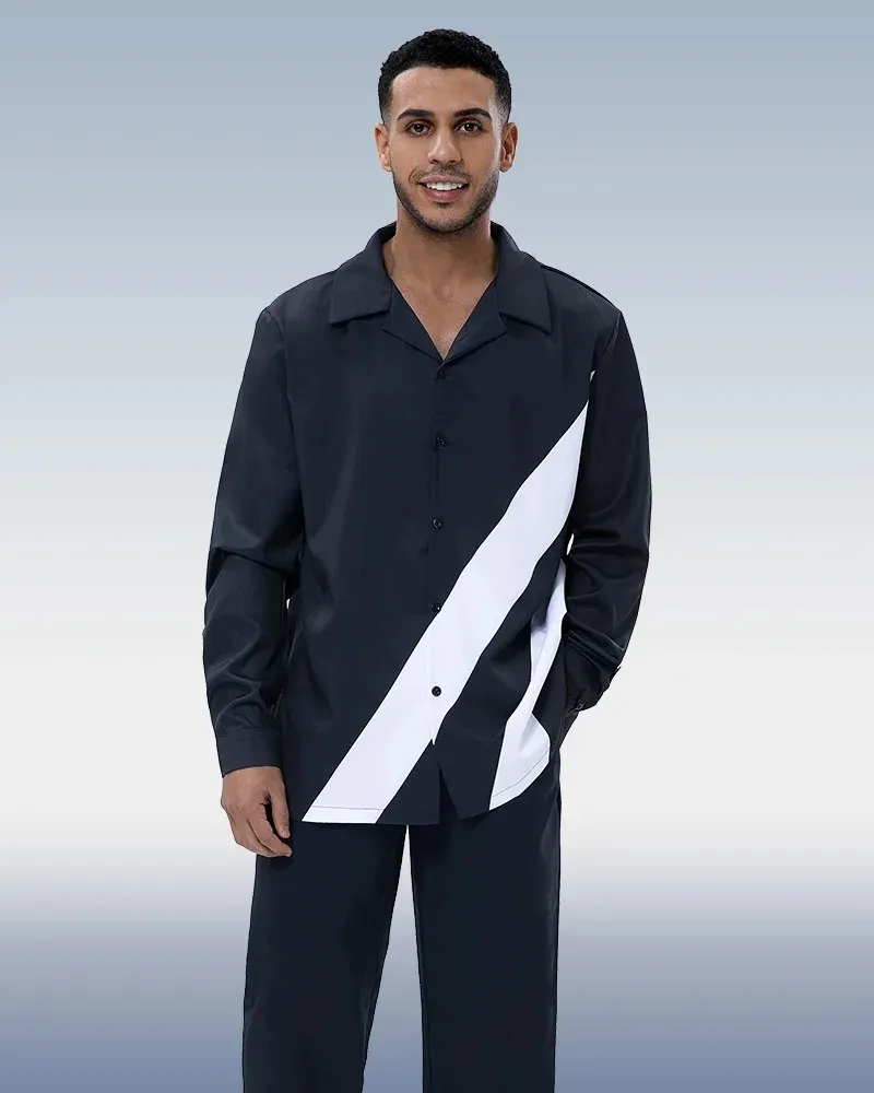 Black Long Sleeve 2pc Walking Leisure Suit main image 0