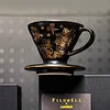 Black Gold Blue and White Porcelain V60 Hand-brewed Coffee Ceramic Filter Cup 24K Gold Painting