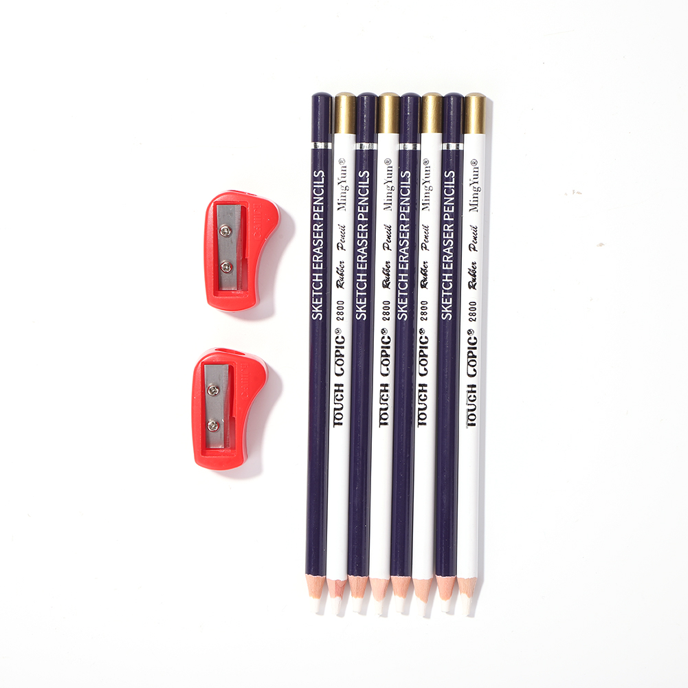 

8pcs Artist Sketch Highlight Eraser Pencil with 2 Sharpener Carpenter Pen, 501 Original