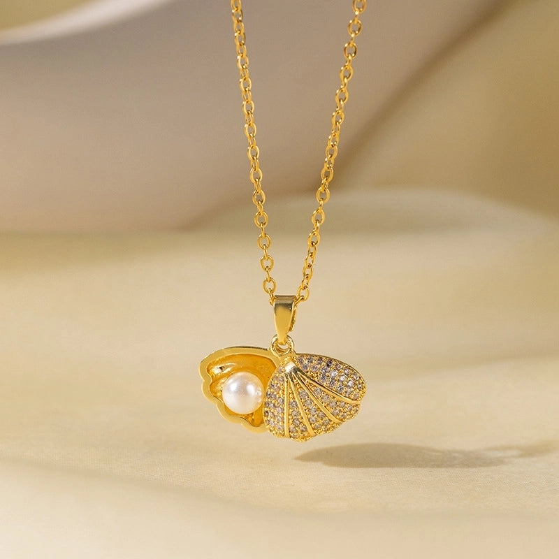 Sweet Minimalist Star Heart Shape Bow Knot Titanium Steel Zircon Plating Inlay Pendant Necklace