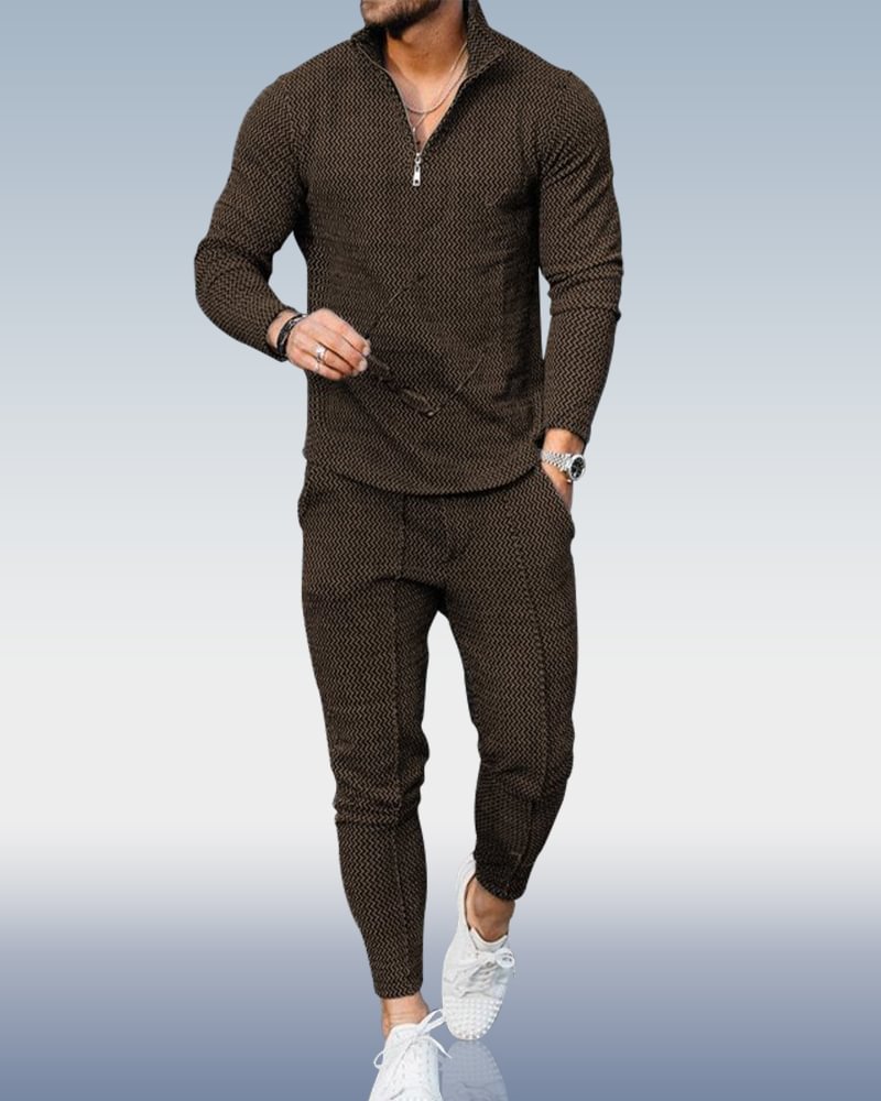 Men's Solid Color Casual Polo Suit 112