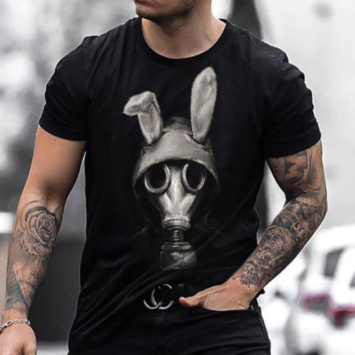 Black rabbit print T-shirt