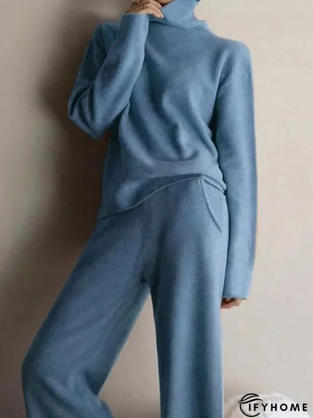 Plain Long Sleeve Casual Two Piece Set | IFYHOME