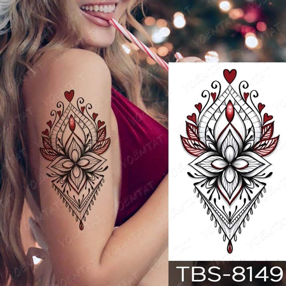 Waterproof Temporary Tattoo Sticker Rose Heart Flash Tattoos Butterfly Lace Flower Body Art Arm Water Transfer Fake Tatoo Women