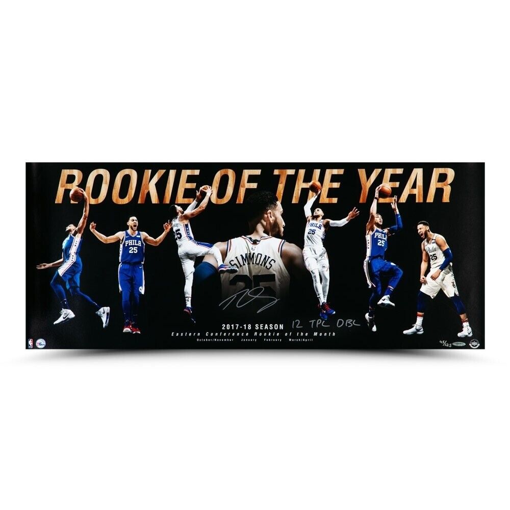 Ben Simmons Signed Auto 15X36 Photo Poster painting Rookie of the Year 76ers Inscribed /225 UDA