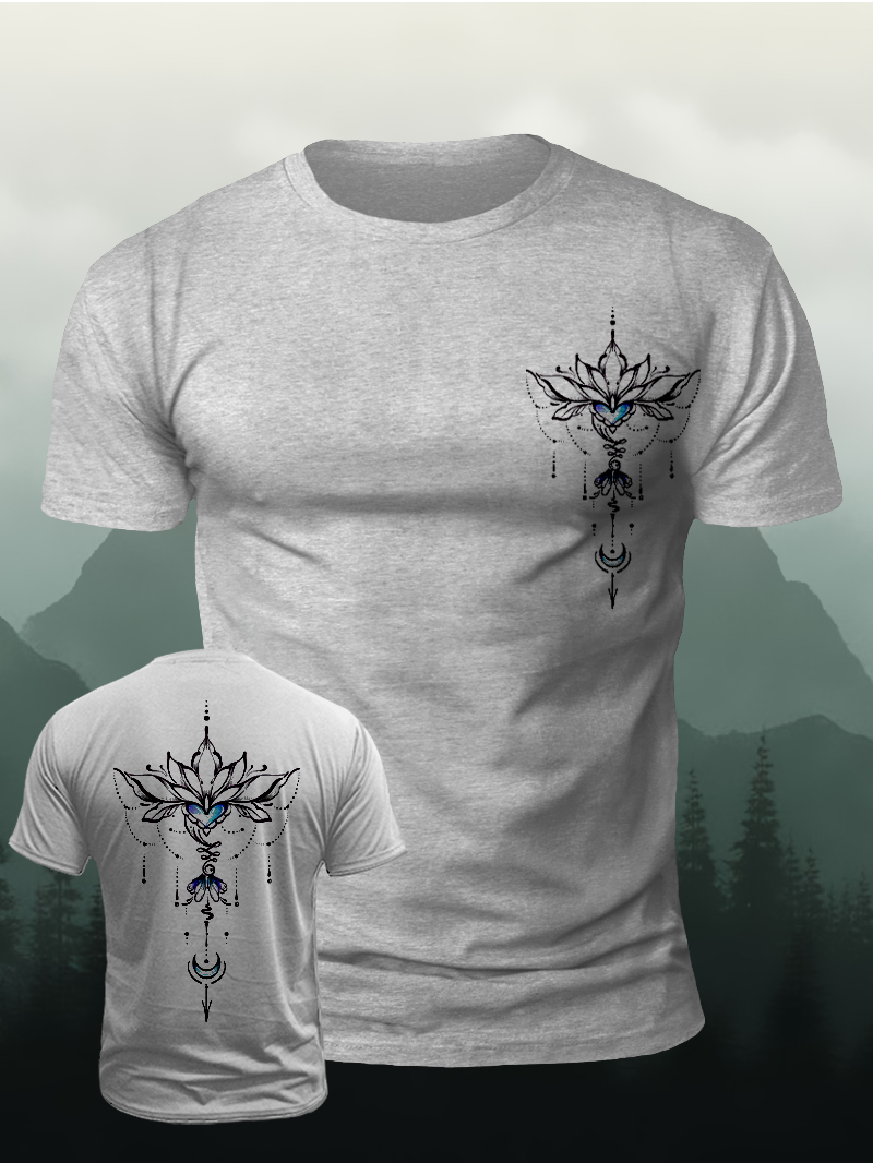 Men's Pattern Pendant Mandala Print Casual Short Sleeve T-shirt