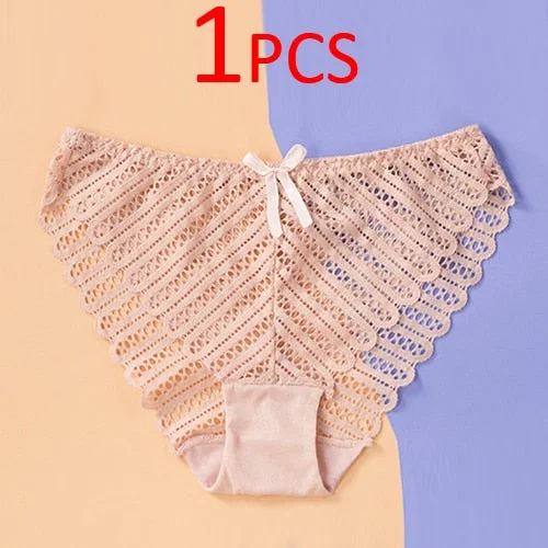 DERUILADY Sexy Perspective Lace Panties Women Comfortable Cotton Bottom Panties Ladies Lingerie Low Rise Seamless Underwear