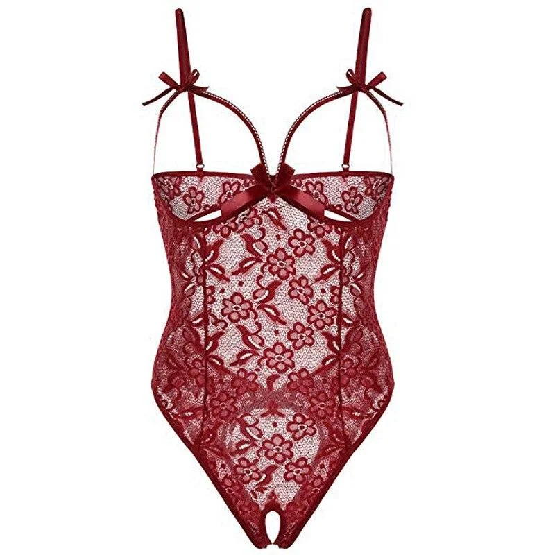 Sexy Open Bra Crotchless Bodysuits One-piece Women Lace Lingerie Sexy Backless Transparent Lingerie Erotic Hot Sex Shop 1108