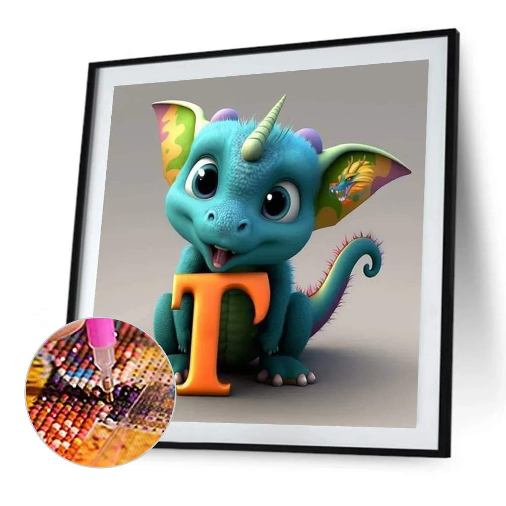 Diamond Painting - Full Round Drill - Dinosaur Letter T(30*30cm)