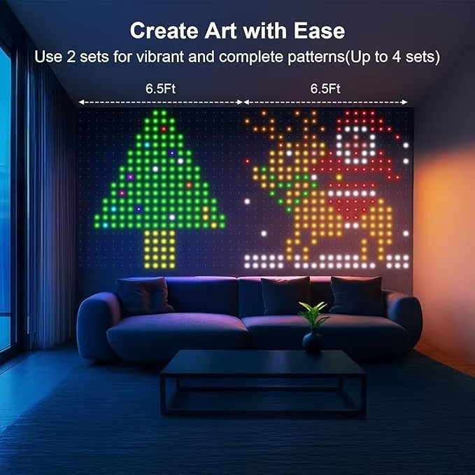 Tegooe Smart RGBIC LED Curtain Lights with Bluetooth App Control