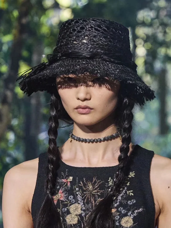 Fashion Sunscreen Solid Color Straw Woven Hollow Breathable Hat