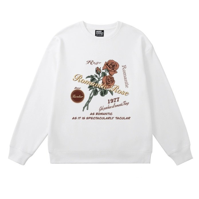 Women Romantic Rose Print Sweatshirt