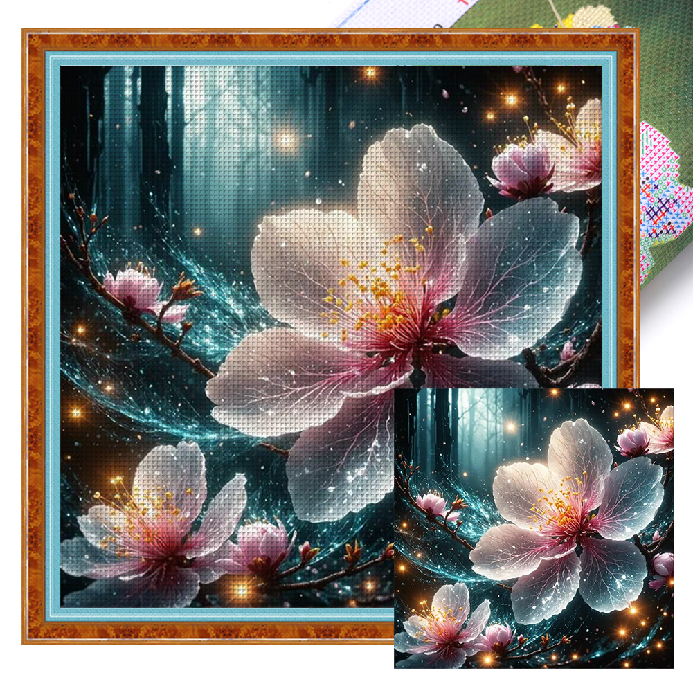 Flowers Full 14CT Pre-stamped Canvas(45*45cm) Cross Stitch