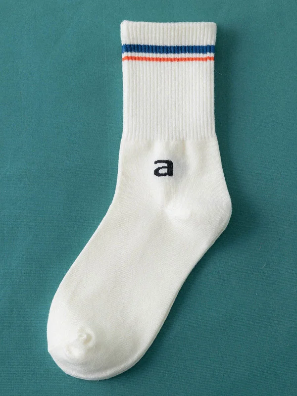Simple Letter Sports Cotton Socks
