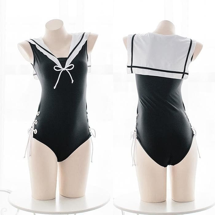 Black Sailor Collar Uniform Swimsuit S12680