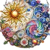 (Upgrade Size)DIY Diamond Painting Art Double Sided Effect Pendant Colorful Stained Glass Hanging Ornament Kit(Sunflower)