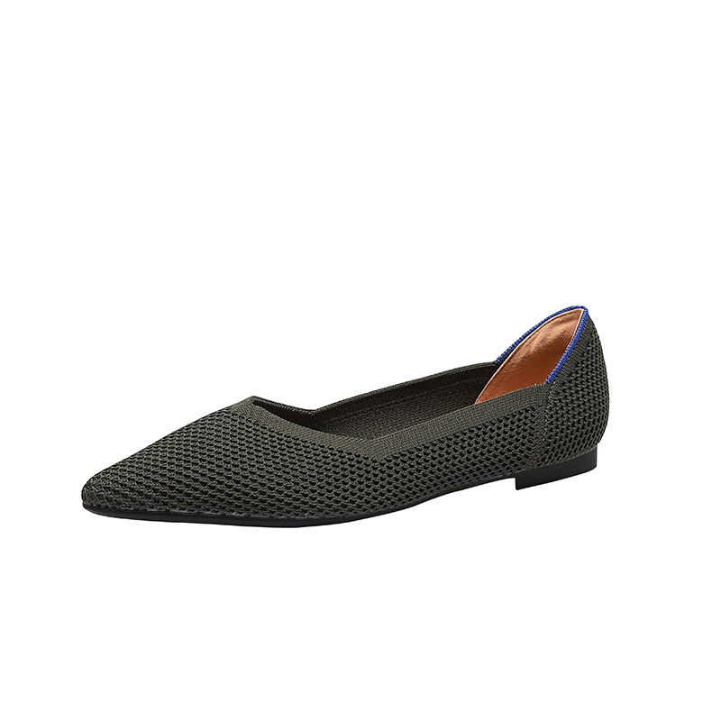 Karastik funky womens shoes 2025 Flat Shoes Women's Spring Summer Knitting Fly Line Luxury Shoes Pointed Flat Single Shoes Fashionable Breathable Non-slip