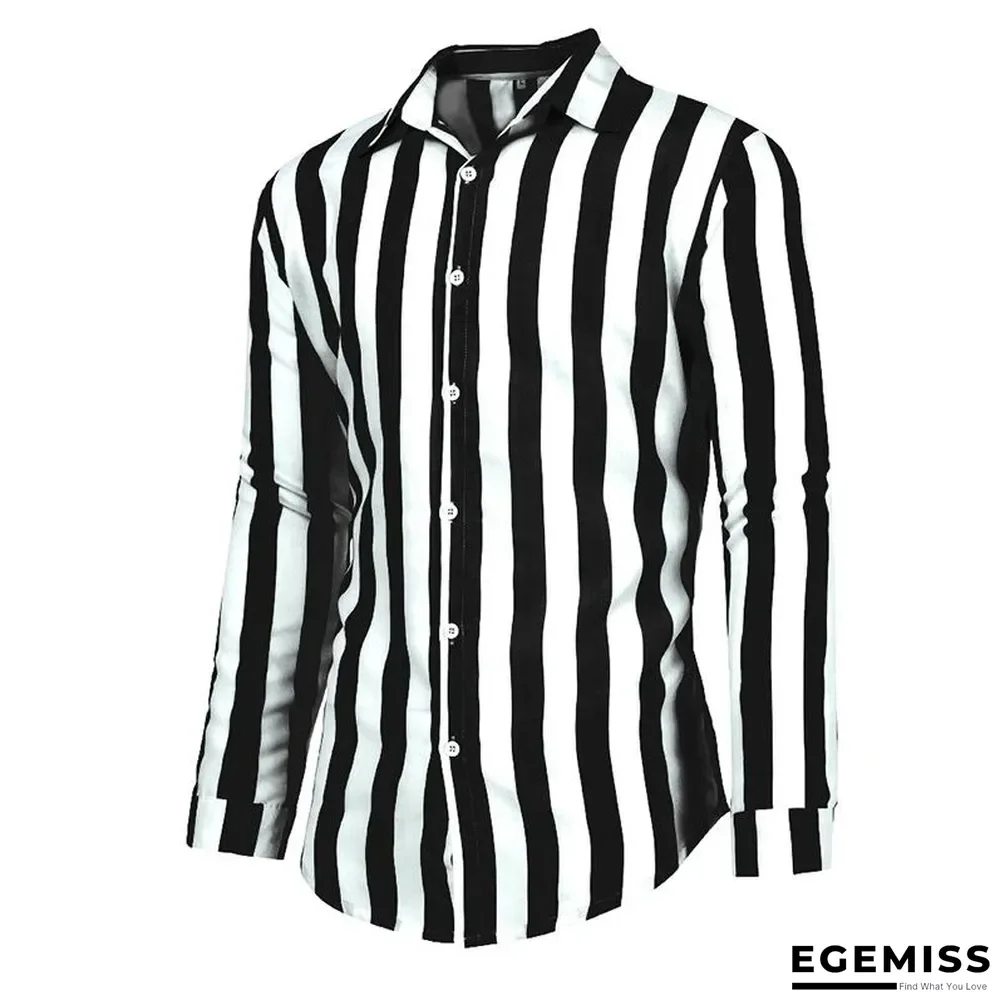 Men's Long Sleeve Striped Casual Shirts | EGEMISS