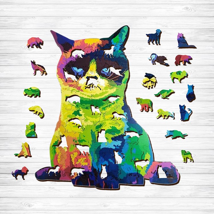 Sunnypuzzle™-COLORFUL CAT WOODEN PUZZLE
