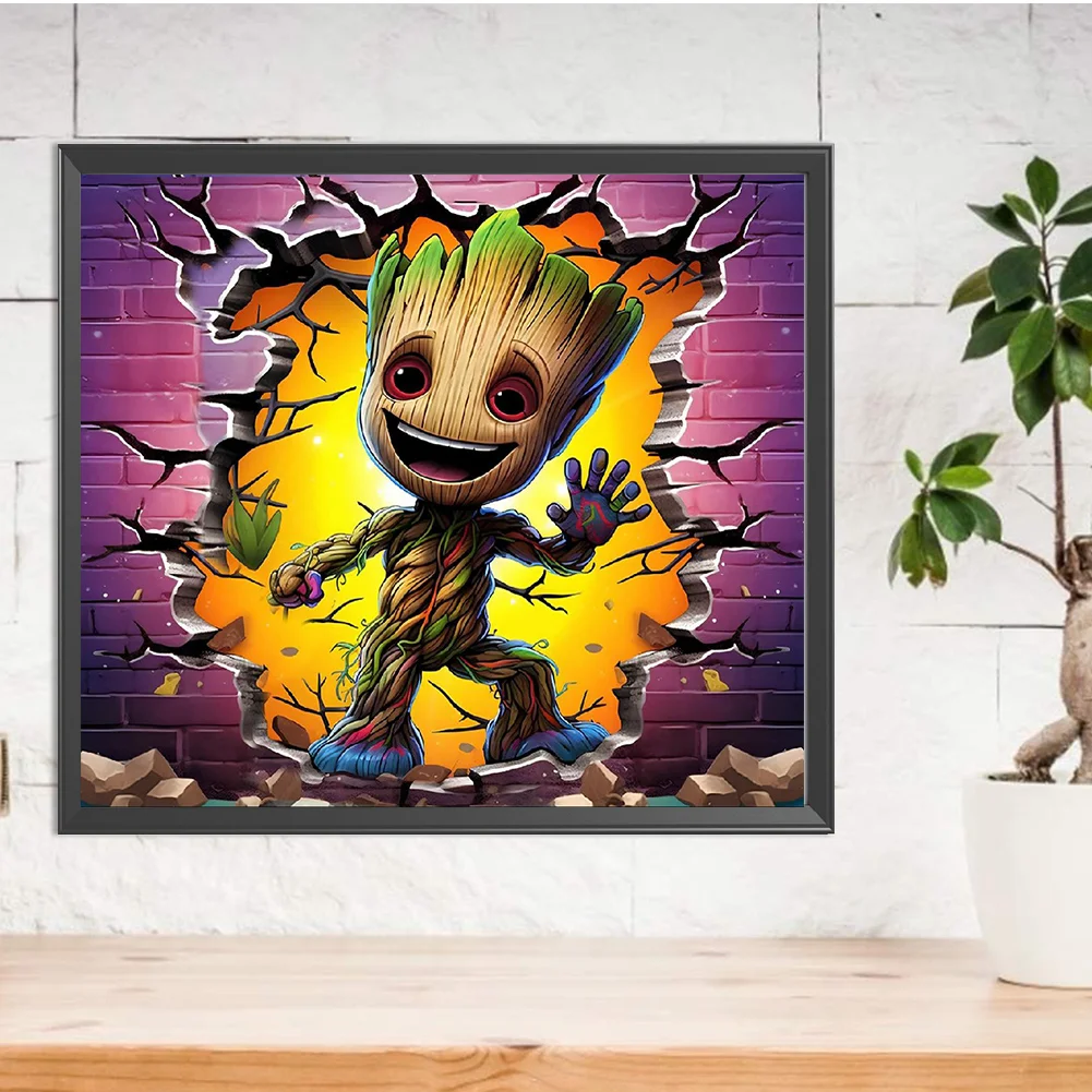 Diamond Painting - Full Round Drill - Groot Breaking Wall(Canvas|40*35cm)