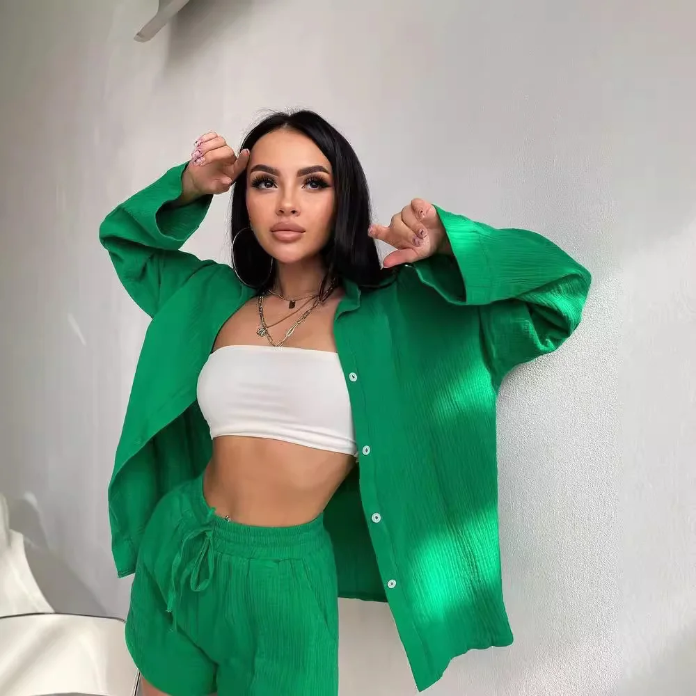 Nigikala Nigikala New Long-Sleeved Commuter Shirt Shorts Suit For Women