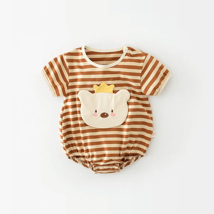 Baby Striped Bear Crew Neck Bodysuit