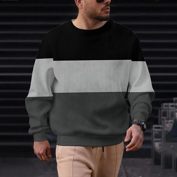 Men's Casual Printed Round-neck Sweater