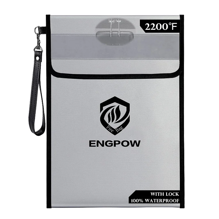 Fireproof Document Bag with Lock (2200℉),15”x 11”Waterproof and Fireproof Money Bag with Reflective Strip