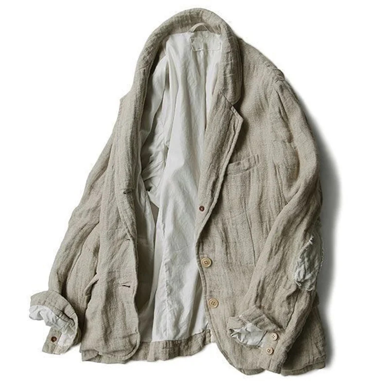 Men's Vintage Solid Cotton Linen Comfy Jacket