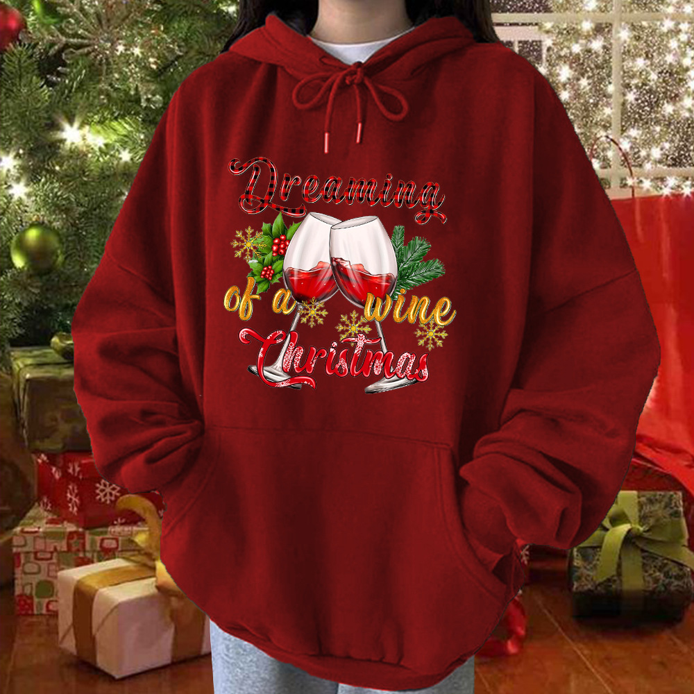 Christmas wine glass hoodie