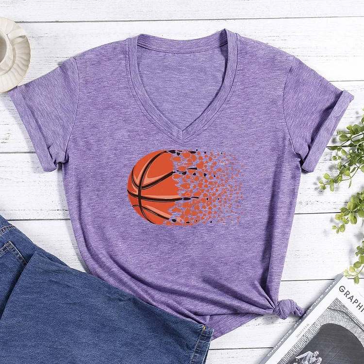 Basketball Girl Basketball Heart V-neck T Shirt-Annaletters
