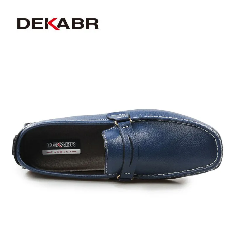 DEKABR PU Leather Men Casual Shoes Classic 2022 Mens Loafers Moccasins Breathable Slip On Black Driving Shoes Big Size 38-48