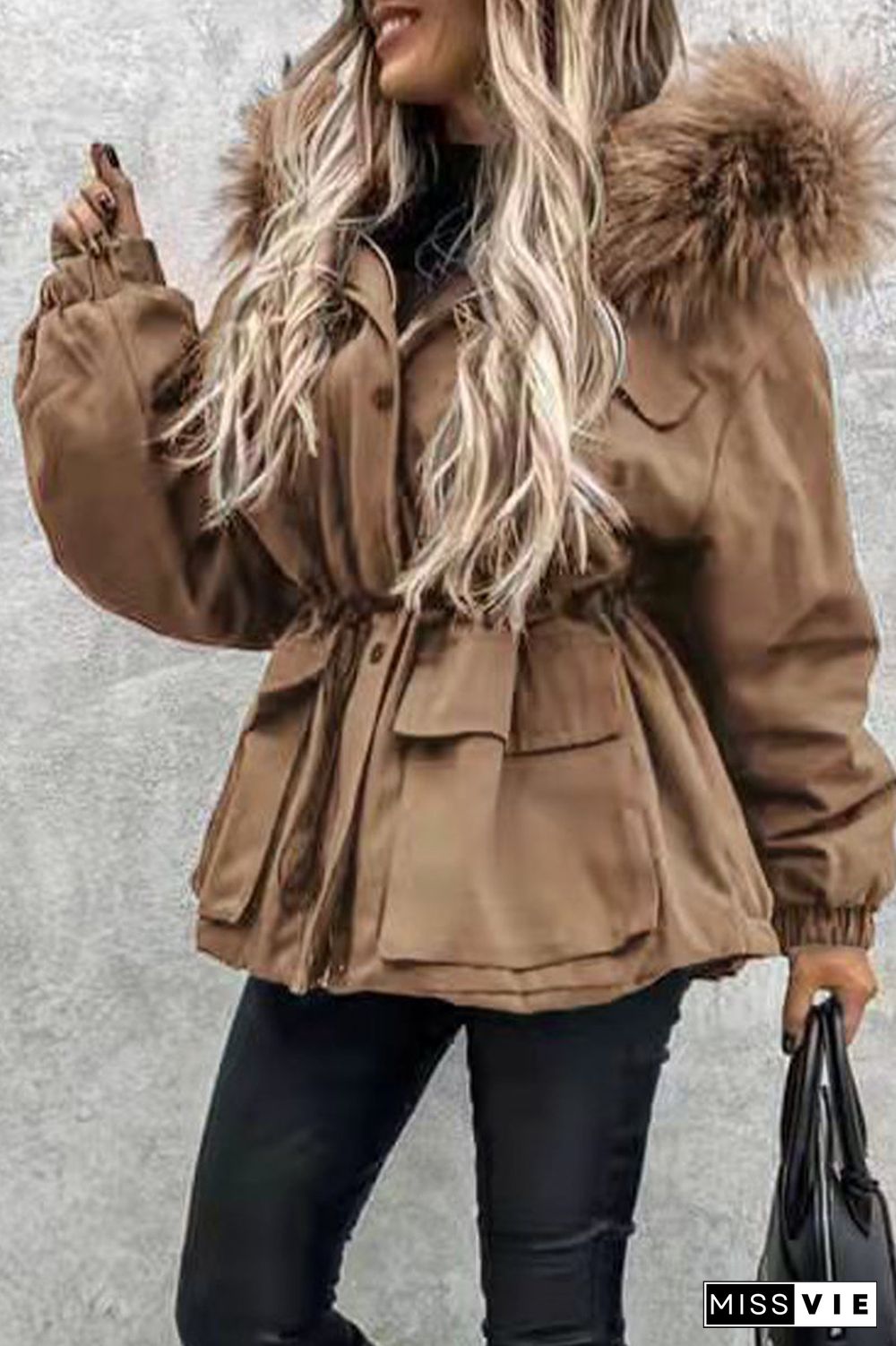 Street Punk Color Block Patchwork Mandarin Collar Outerwear