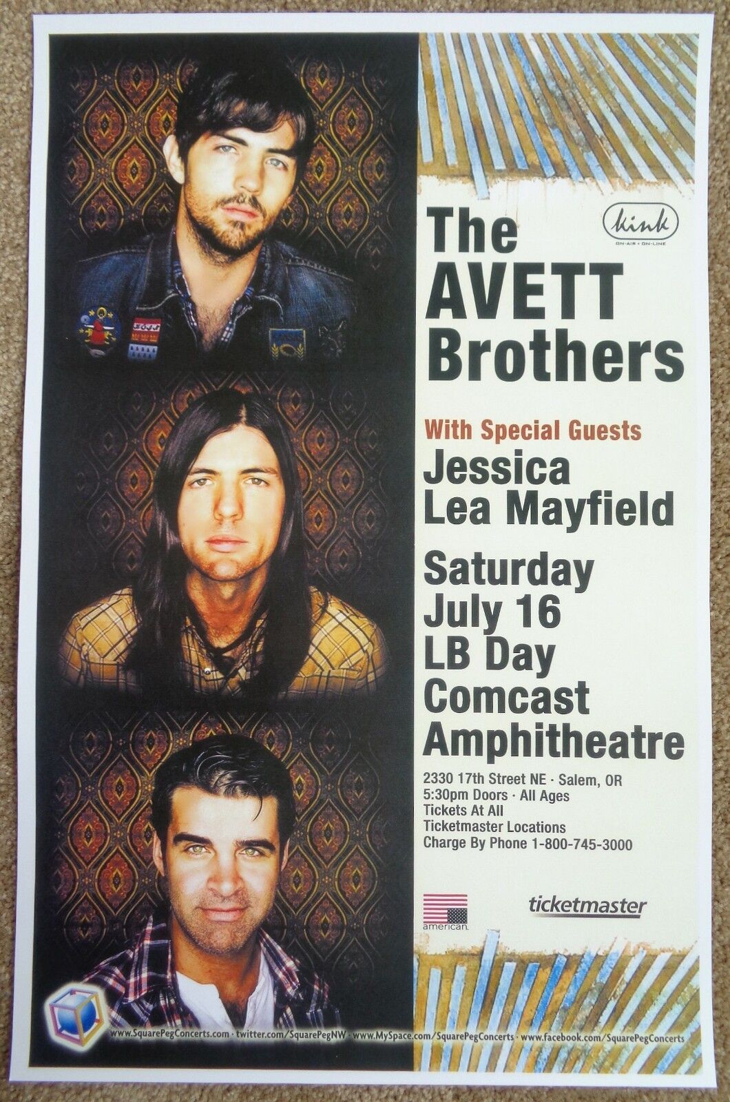 AVETT BROTHERS 2011 Gig POSTER Salem Oregon Concert