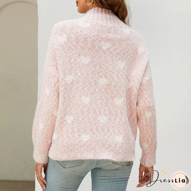 Casual Heart Knit Sweater