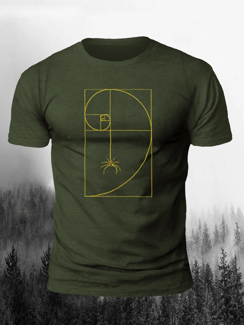 Golden Section In Nature Spiral Print Short Sleeve Men's T-Shirt in  mildstyles