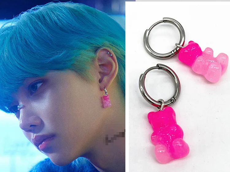Stray Kids Felix Sweet Pink Bear Earrings