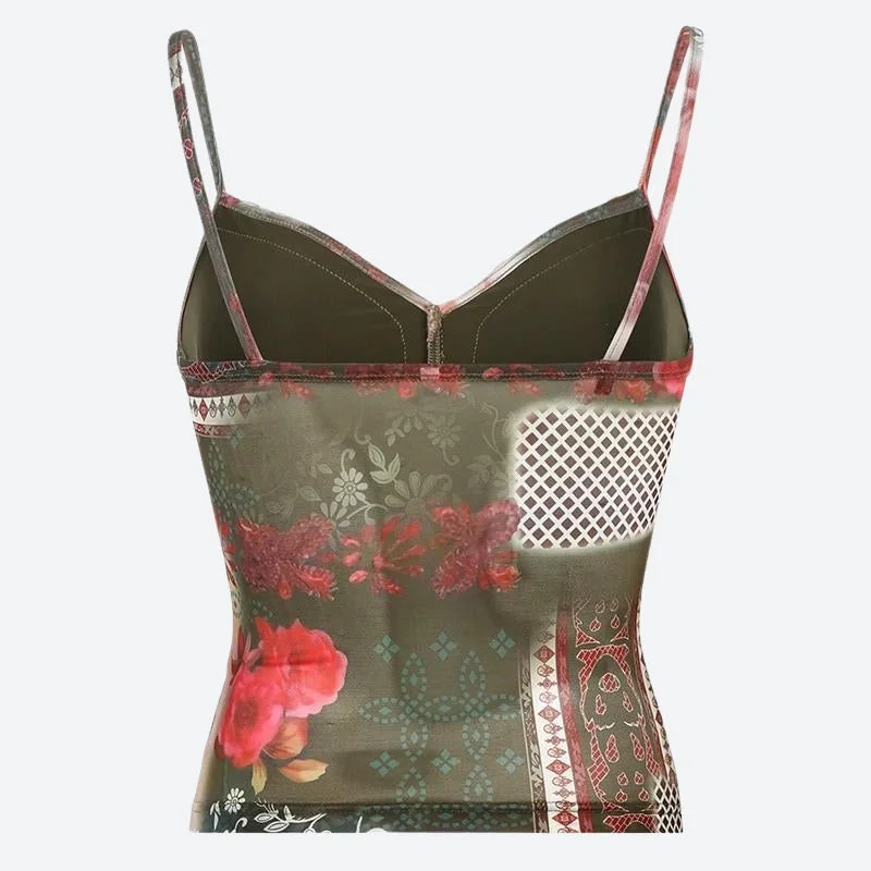 Brownm Grunge Floral Top