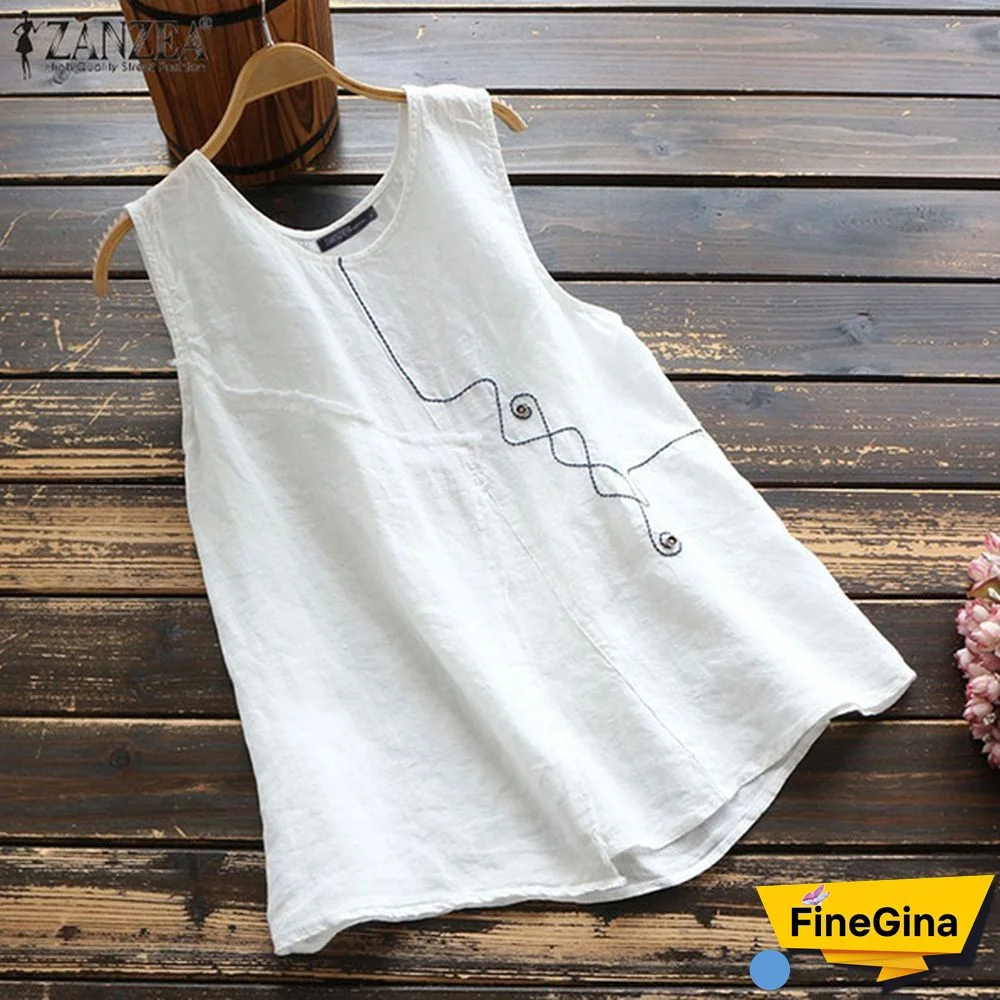 Women Solid Casual Sleeveless Vest O Neck Tops Button Down Summer T Shirt Blouse Holiday