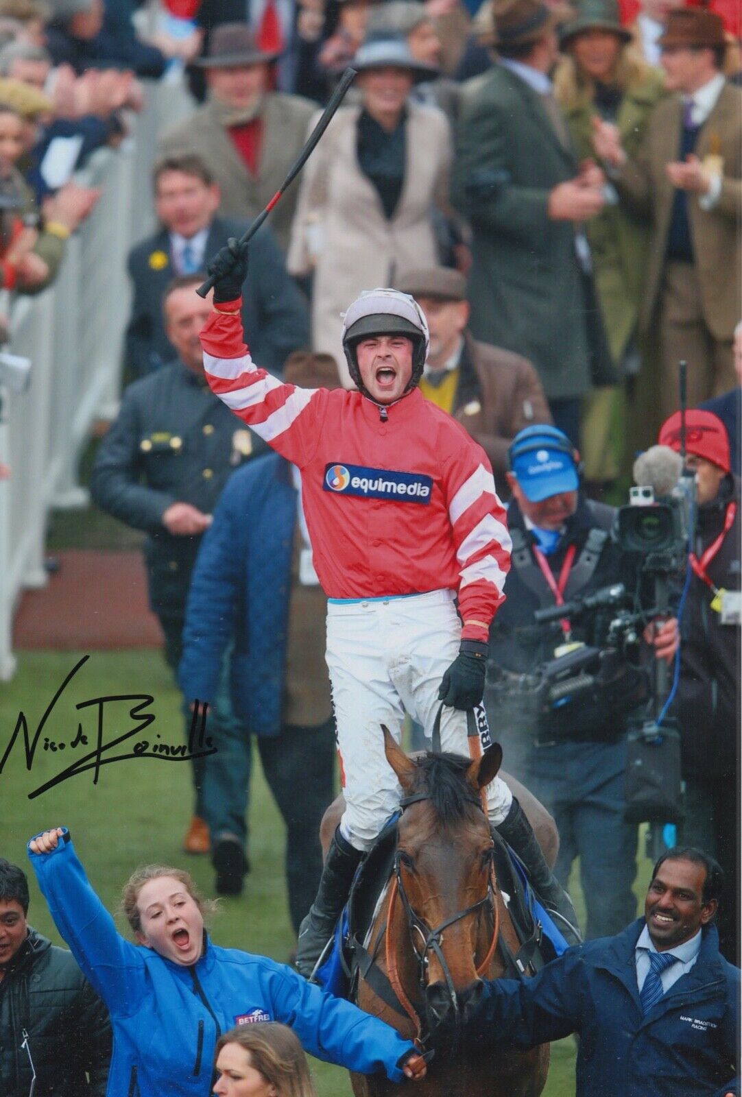 NICO DE BOINVILLE HAND SIGNED 12X8 Photo Poster painting CONEYGREE HORSE RACING AUTOGRAPH 7