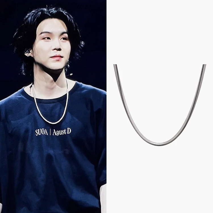 BTS SUGA Agust D TOUR D-DAY Concert Flat Snake Bone Chain Necklace