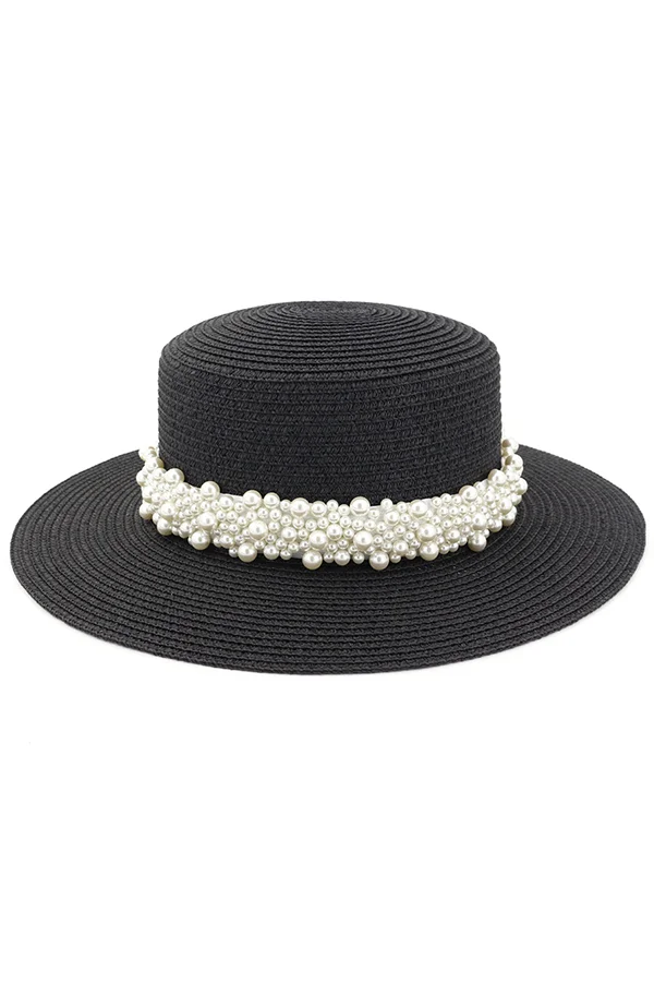 Pearl Embellished Beach Hat