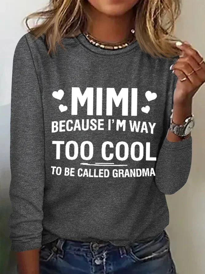 Mother's Day Women's Mimi Letter Print Long Sleeve Top