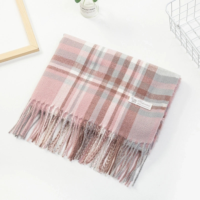 Imitation Cashmere Scarf Winter Women’s Japanese And Korean Sweet Mid-length Scarf Warm Printed Scarf Women’s Scarf Shawl